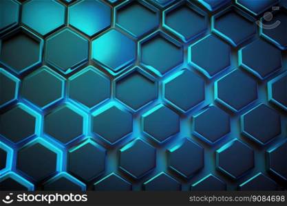 realistic blue hexagon pattern background. Illustration Generative AI. realistic blue hexagon pattern background. Illustration AI Generative
