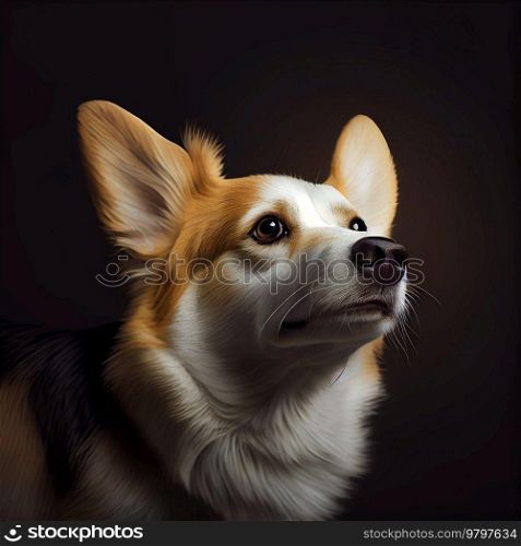 Realistic Corgi Dog Portrait Illustration, Generative AI