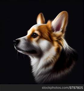 Realistic Corgi Dog Portrait Illustration, Generative AI