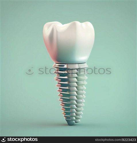 Realistic dental implant 
illustration. AI generative.