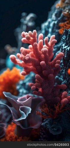 Realistic Depiction of Colourful Corals. Generative ai. High quality illustration. Realistic Depiction of Colourful Corals. Generative ai