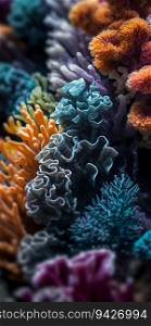 Realistic Depiction of Colourful Corals. Generative ai. High quality illustration. Realistic Depiction of Colourful Corals. Generative ai