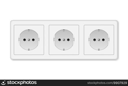 realistic electric socket on a white wall. realistic electric socket