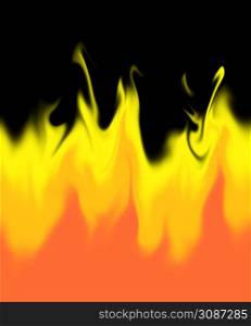 Realistic fire or flame vector illustration design, hot fire on black background.