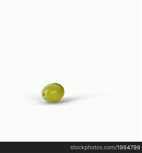 Realistic green olives on a branch isolated white background. 3d illustration, fit for your design project.