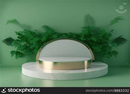 Realistic Illustration Natural 3D Podium for product scene