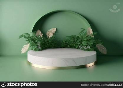 Realistic Illustration Natural 3D Render Podium for product display