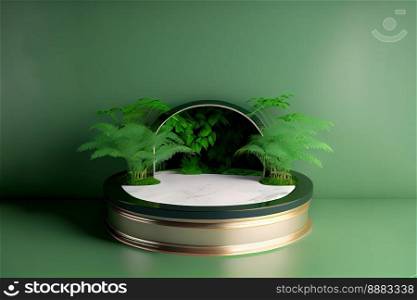 Realistic Illustration Natural 3D Render Podium for product stand