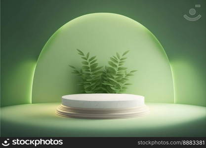 Realistic Illustration Nature 3D Render Podium for product showcase