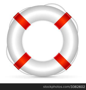 Realistic lifebuoy on white background