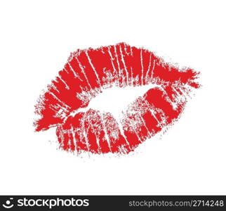 realistic lip mark in jpg, carefully transfered. isolated on white background.