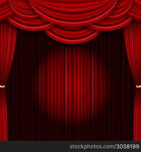 Realistic luxury curtain cornice decor domestic fabric interior drapery textile lambrequin, vector illustration curtaine