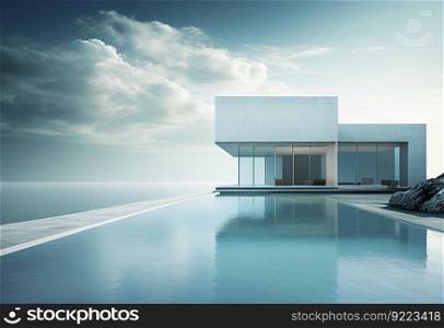 Realistic Luxury residential villa with pool illustration. AI generative.
