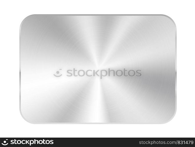 Realistic metal button for abstract technology app icon with metal texture, chrome plate, vector illustration