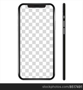 realistic models smartphone with transparent screens, smartphone mockup collection, device front view	