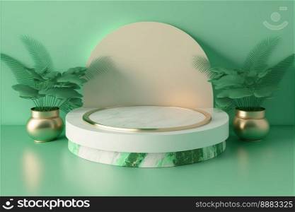 Realistic Natural 3D Render Podium for product scene