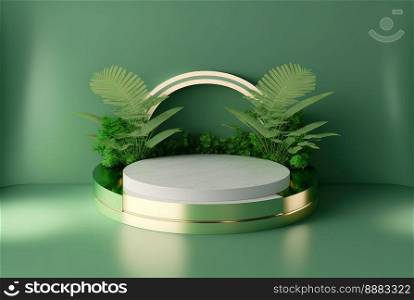 Realistic Natural 3D Render Podium for product stage