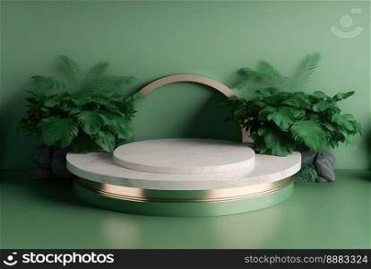 Realistic Natural 3D Render Podium for product stand