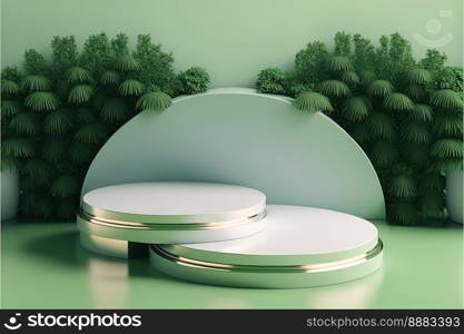 Realistic Nature 3D Podium with soft Green for product scene