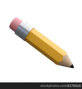 Realistic pencil with eraser 3d icon stationery for school. Colored drawing and painting tool for education and studies with clipping path. Office supplies, stationery element. School, university or college design.. Realistic pencil with eraser 3d icon stationery for school. Colored drawing and painting tool for education and studies with clipping path. Office supplies, stationery element. School, university or college design