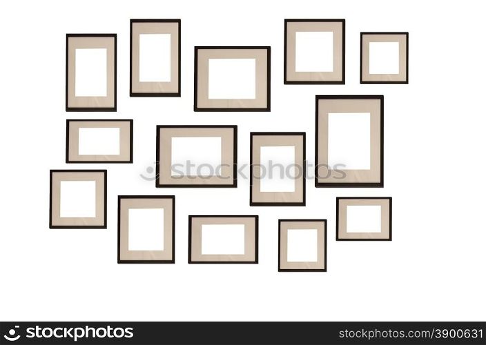 Realistic picture frames on the white background.