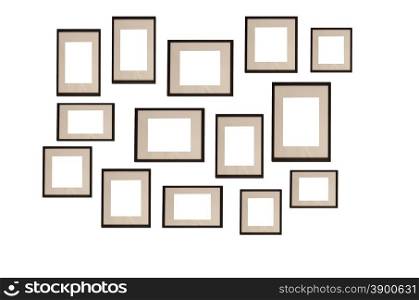 Realistic picture frames on the white background.