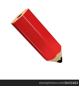 Realistic red pencil 3d stationery for school icon. Colored drawing and painting tool for education and studies. Office supplies, stationery element. School, university or college design with clipping path.. Realistic red pencil 3d icon stationery for school render. Colored drawing and painting tool for education and studies. Office supplies, stationery element. School, university or college design with clipping path