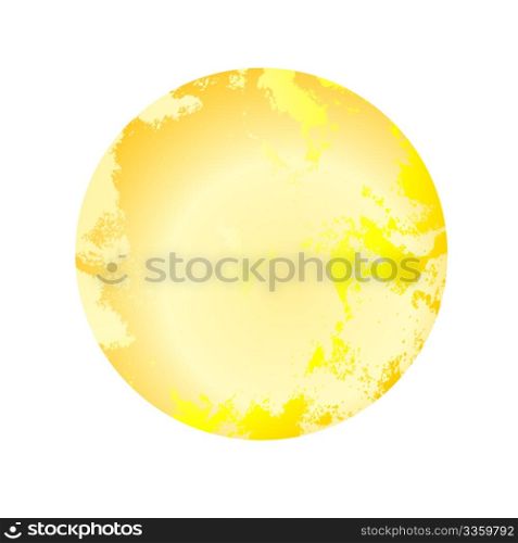 realistic Sun Icon, gradient orange, white, yellow, isolated on white