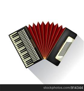 Realistic vector accordion abd shadow against white background