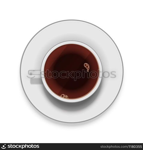 Realistic white cup of coffee with saucer isolated on white. Realistic white cup of coffee with saucer