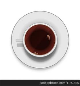 Realistic white cup of coffee with saucer isolated on white. Realistic white cup of coffee with saucer