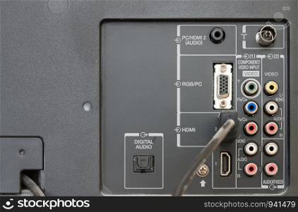 Rear panel connection of the modern television.