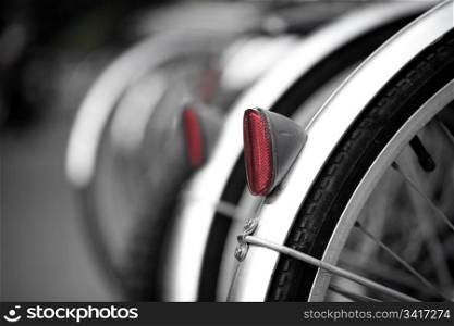 Rear red reflectors on bike wheels