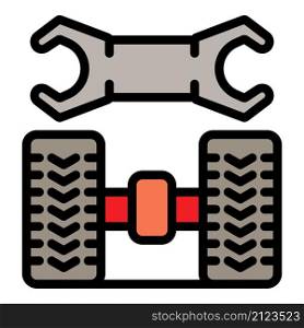 Rear tire fitting icon. Outline rear tire fitting vector icon color flat isolated. Rear tire fitting icon color outline vector
