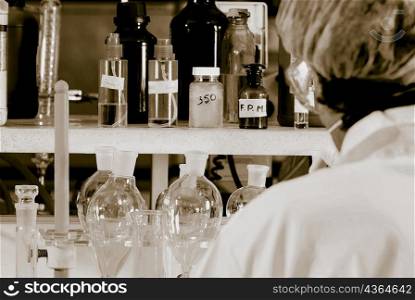 Rear view of a scientist in a lab