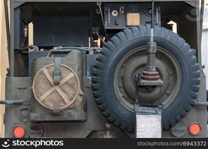 Rear View of of Military Vehicle for Radio Communications from World War II.. Rear View of of Military Vehicle for Radio Communications from World War II