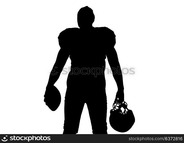 rear view of young confident American football player isolated on white background