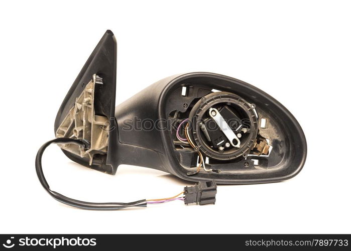 Rearview disassembled on a white background