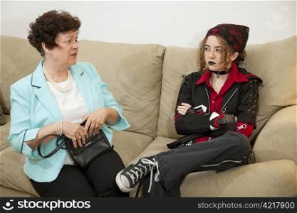 Rebellious teen and worried mother have trouble communicating with each other.