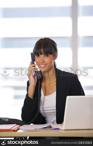 Receptionist answering the phone