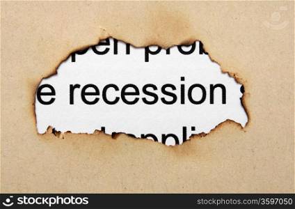 Recession text on paper hole