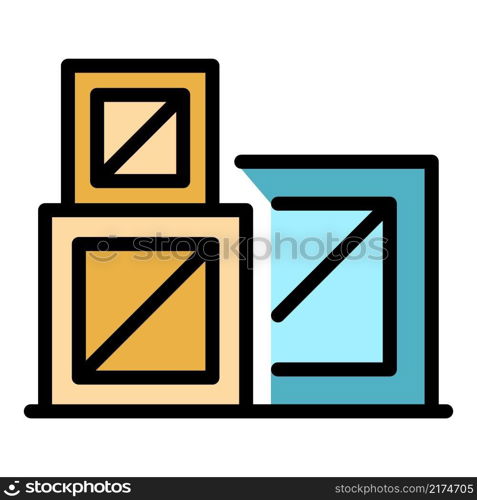 Reconstruction boxes icon. Outline reconstruction boxes vector icon color flat isolated. Reconstruction boxes icon color outline vector