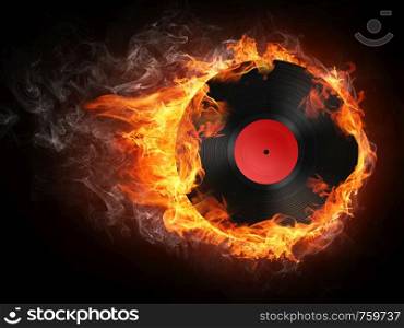 Record in Fire. Computer Graphics. Design Element.
