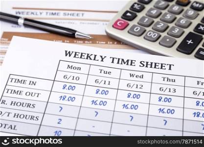 Record working times on time sheet documents