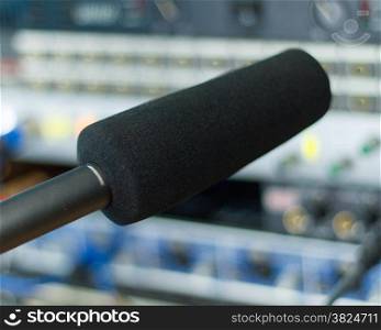Recoring audio production equipment at a recording studio, close-up