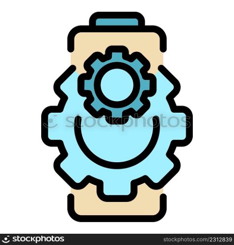 Recovery battery icon. Outline recovery battery vector icon color flat isolated. Recovery battery icon color outline vector