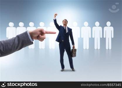 Recruitment and employment concept with selected employee