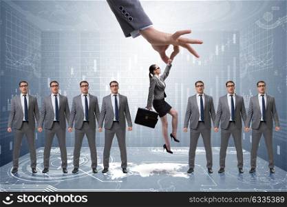 Recruitment concept with hand picking employee