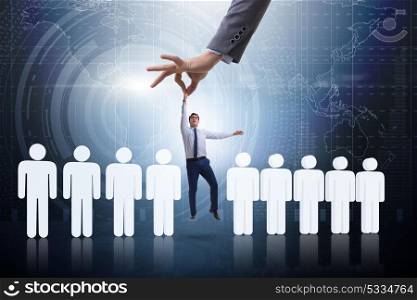 Recruitment concept with hand picking the best employee