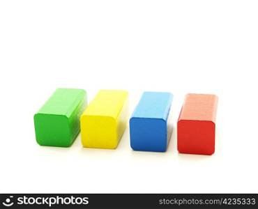 Rectangle wooden shaped pieces, isolated towards white